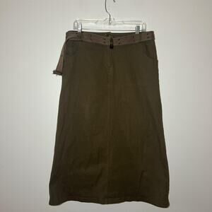 Vintage long army green skirt with belt